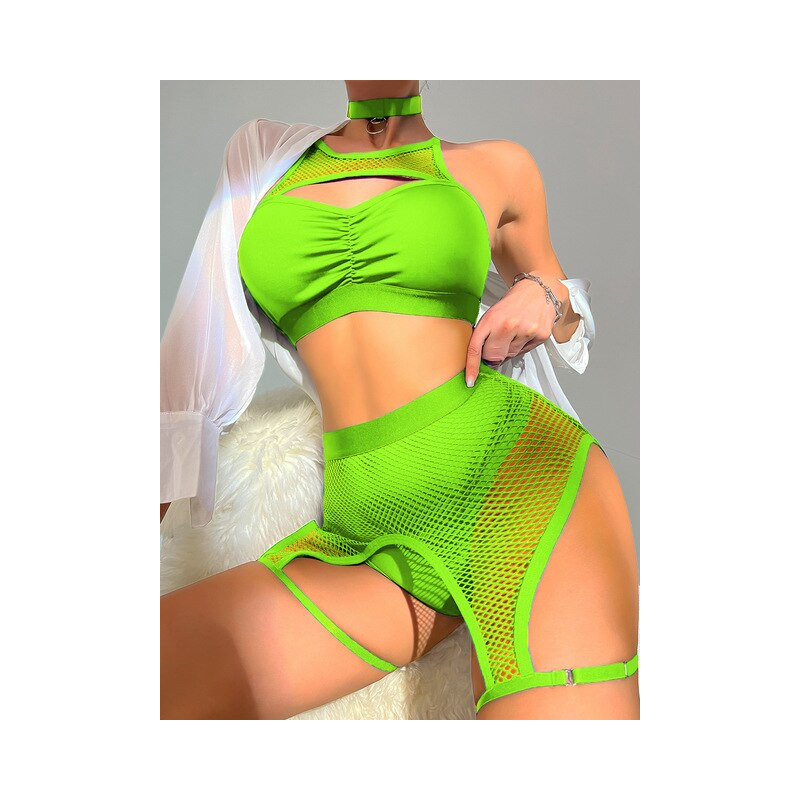 Women Sexy Lingerie Fishing Net Patchwork Underwear Pieces Fancy