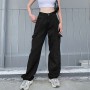Loose Joggers Cargo Pants Women Vintage  Solid Retro Low Drawstrings Buckle Straight Woven Sweatpants Oversize Trousers