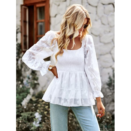 Long Sleeves Blouse Women Floral Print A