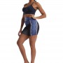 Summer Dark Stitching Ocean Blue Three-point Yoga Shorts Digital Printing High Waist Hip Lift Slim Sports Tight Casual Pants