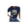 Ladies Fashion 3D Printing Cat Pattern T-Shirt Women O-Neck Short Sleeve Retro Casual T-Shirt