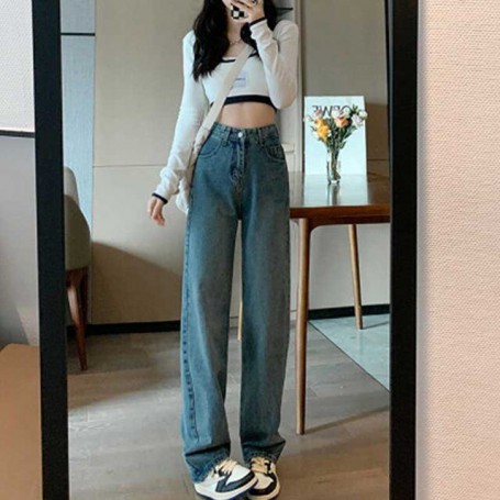 Baggy Jeans High Waist Denim Pants Wide Leg Denim Clothing Blue Jeans Vintage Quality Fashion Straight Pants