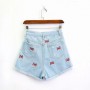 Summer vintage shorts women high street ball and bow embroidery cartoon high waist denim mom shorts women