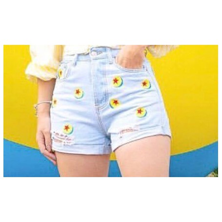 Summer vintage shorts women high street ball and bow embroidery cartoon high waist denim mom shorts women