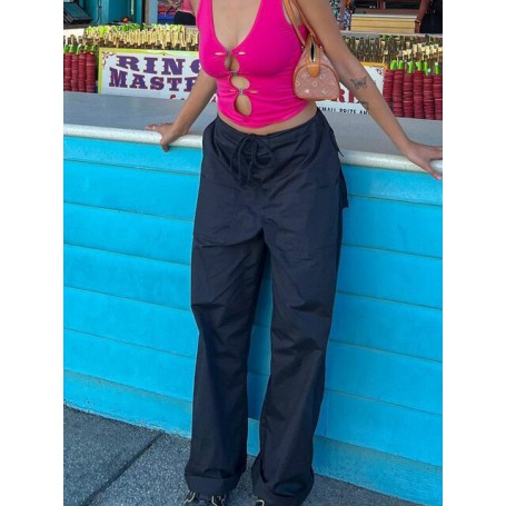 Parachute Pants Vintage Cargo Pants Women Streetwear Sweatpants Fashion Overalls Baggy Pants Drawstring Low Waist Trouser