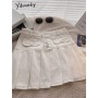 Mini Pleated Denim Skirt with Shorts High Waisted Women