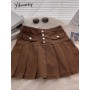 Mini Pleated Denim Skirt with Shorts High Waisted Women