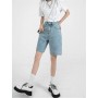 Summer Women High Waist Five Points Trouser Casual Female Solid Streetwear Wide Leg Denim Shorts