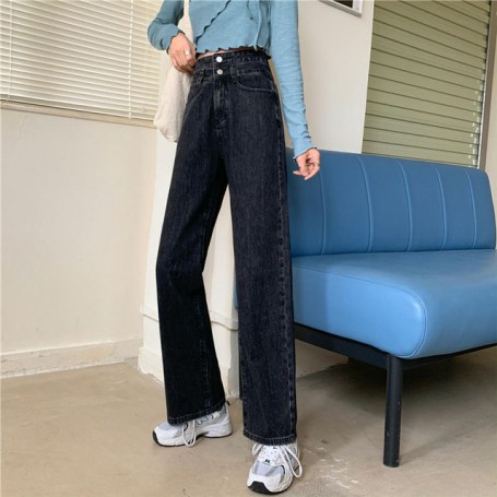 Vintage High Waist Women Streetwear Wide Leg  Jeans Fashion