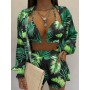 Women's Three-Piece Suit Fashion Holiday Style Solid Color Printing Casual Sexy 3-Piece Sets Beach Outfits Female
