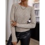 Slim Fitting Tan Light Brown Knit Long Sleeves O Neck Autumn Winter Women Pullover Sweater Office Lady Clothing