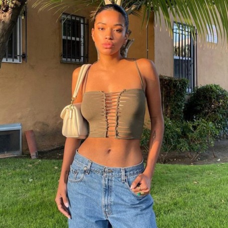 Irregular Hollow Out Suspender Vest Sexy Tank Tops Women Summer New Fashion Streetwear Harajuku Grunge Style