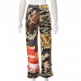 Women's autumn new high street American INS net red camouflage print personality stitching high waist straight trousers