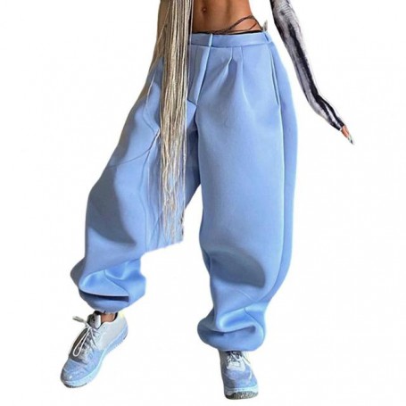 Jogger Pants Long Smooth Fabric Trendy Fashion Loose-Fitting Casual Women