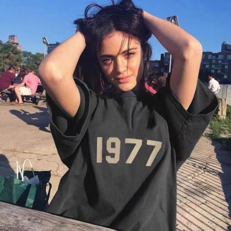 Essentials Women summer Short Sleeve 1977 High Quality 1:1 Flocked Heat Transfer High Street Oversized Design Men Tee Streetwear