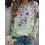 Sweatshirt Long Sleeves Women Floral Print