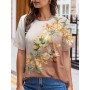 3D Printed Painting Tee Shirts Round Neck Casual Female Daily Pullover New Design Elegant Tops