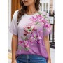 3D Printed Painting Tee Shirts Round Neck Casual Female Daily Pullover New Design Elegant Tops