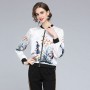 -Ink style printed short coat women's new casual European temperament fashionable bomber