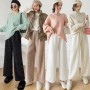 Autumn and winter wool / Cashmere Knitted Warm wide leg pants 2022 new high waist loose soft casual thickened cashmere pants