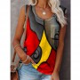 Women Color Matching Print T-Shirt Fashion Casual Sleeveless Tank Top T-Shirt Ladies Loose Pullover Vest Tops