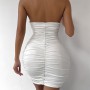 Women Sexy Halter Cowl Neck Sleeveless Hollow Out Back Bodycon Mini Dress Solid Color Party Dress