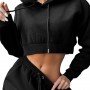 Women Tracksuits Two Piece Set Solid Color Short Hoodie Tops+Long Pants Casual Loose 2 Piece Set Women Fashion Sexy Gym Suits