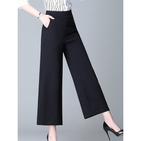 korean fashion  streetwear summer high waist Women's Capris wide leg pants for women baggy pants woman trousers black