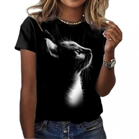 T-shirt 3d Cats Print Women