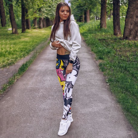 Women's Leggings Fashion Comic Digital Printing Push Up Leggings Women Casual High Waist Fitness Pants