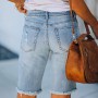 Denim Women's Tattered Ripped Summer Semi Fitted Shorts