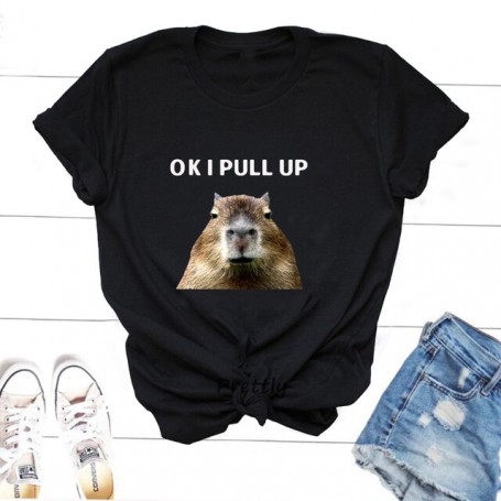 Animal Print  T Shirts Summer Cotton Short Sleeve Women's Tee Shirt