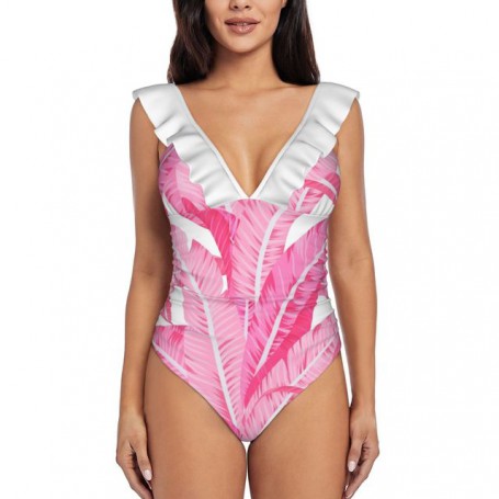 One Piece Swimsuit Women Tropical Print