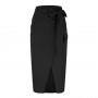 High Waisted Skirt Tie Wrap Midi Skirts Chic Side Slit Plain Casual Summer Long Skirt Solid Khaki Black Skirt Female