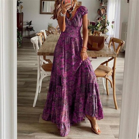 Ruffles Dress Floral  Party Elegant Maxi Dresses