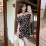 Sweet Short Party Dress Women Chic Floral Print Sleeveless Slim Sexy Korean Fashion Mini Dress