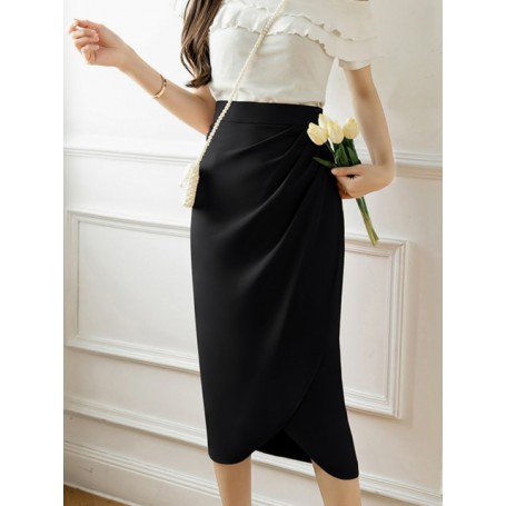 Skirts Fashion Women Clothing High Waist Split One Step Skirts Black Skirt Irregular Skirts Womens