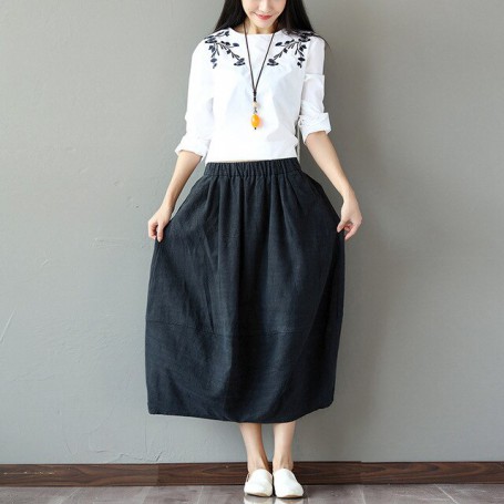Long Skirt Women Cotton A