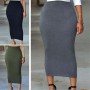 Skirt Women Solid Color Elastic Hight Waist Casual Office Lady Work Wear New Package Hip Tight Skirts