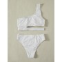 European and American Ladies Solid Color Sexy One-Shoulder High Waist Bikini Split Swimsuit in Stock Luxury