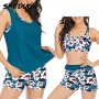 3 Piece Swimsuits for Women Athletic Tankini Teen Bathing Suit Tummy Control Swimwear