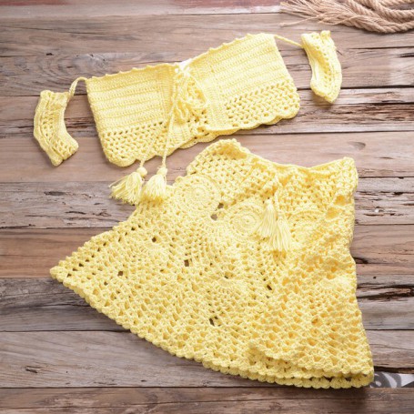 Women's Bikinis Knitted Skirt Dress High Waist Shorts Tube Sexy Swimsuit Top Two-piece Set