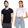 Men Women T-shirt Cotton Classic Red Heart Embroidery/ Couple Straight T-shirt