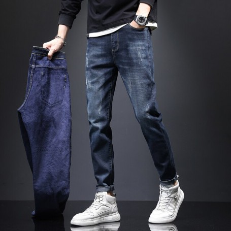 Business Jeans Classic Style Fashion Straight Stretch Denim