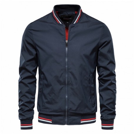 Bomber Jacket Men Casual Solid Color Slim Fit