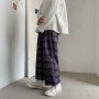 Plaid Design Vintage Pants Men  Streetwear Loose Teens Couples Chic Harajuku Japanese Style All-match Straight Trousers