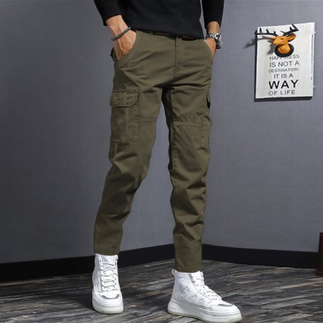 Khaki Pants Men Casual Pure Cotton Skinny Pants Men Fashion Streetwear Japan Style Men Trousers Slim Fit Bottoms Plus Size