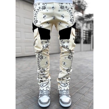 Leisure Sports Men's Printing High Street Multi-bag Trousers Cargo Pants Fashion Men Sweatpants