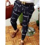 High Quality Suit Pants Blue Line Printed Pattern Pants Thin Mid Waist Jogger Casual Trousers 2022 Casual Fashion Men's Pants