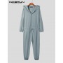 Men Jumpsuits Solid Hooded Long Sleeve Drawstring Casual Overalls Men